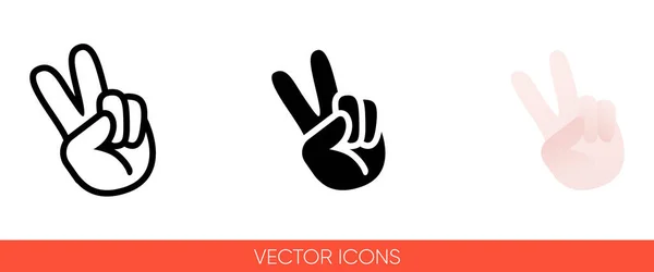 Signo de paz mão com dedos ícone. Símbolo de sinal vetorial isolado . — Vetor de Stock