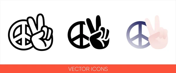 Signo de paz de la mano con los dedos y el signo del Pacífico, símbolo internacional de la paz, el desarme, el movimiento contra la guerra en color púrpura icono. Signo vectorial aislado símbolo . — Vector de stock