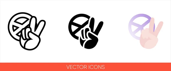 Peace sign hand with fingers and pacific sign, international symbol of peace, disarmament, antiwar movement in purple color icon. Isolated vector sign symbol. — Stock Vector