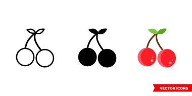 3 çeşit kiraz ikonu. İzole vektör işareti sembolü.