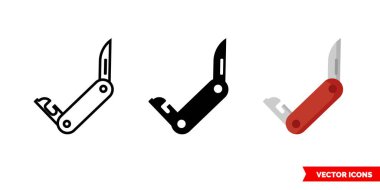 Kamp bıçağı ikonu. 3 tip. İzole vektör işareti sembolü.