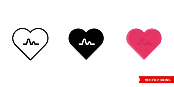 Latido del corazón o icono del corazón de 3 tipos. Signo vectorial aislado símbolo . — Vector de stock