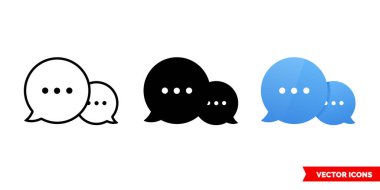 3 tipteki ileti veya sohbet simgesi. İzole vektör işareti sembolü.