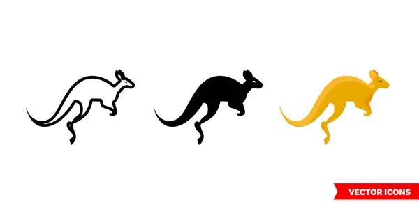 Kangaroo ikon av 3 typer. Symbolen för isolerade vektorer. — Stock vektor
