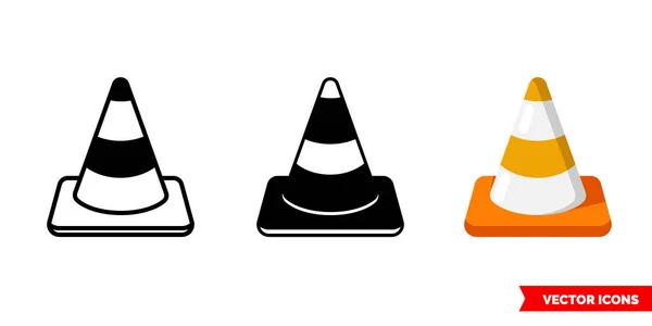 Yol konisi simgesi 3 tip. İzole vektör işareti sembolü.