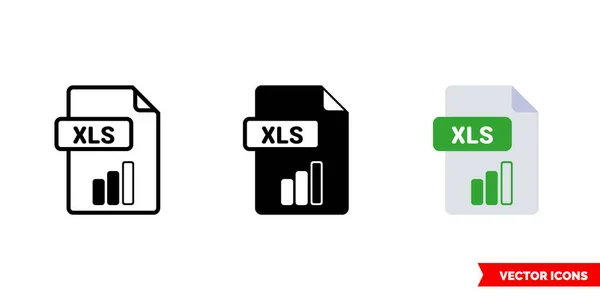 XLS-Dateisymbol von 3 Typen. Isoliertes Vektorzeichensymbol. — Stockvektor