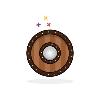 Yuvarlak kalkan simgesi. İzole vektör işareti sembolü.