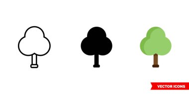 Üç tip ağaç simgesi. İzole vektör işareti sembolü.