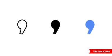 3 tipli virgül simgesi. İzole vektör işareti sembolü.