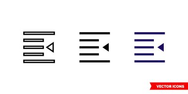 3 tip girinti simgesi. İzole vektör işareti sembolü.