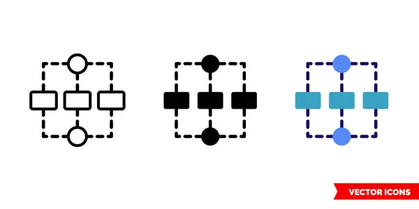 Icono de flujo de trabajo paralelo de 3 tipos. Signo vectorial aislado símbolo . — Archivo Imágenes Vectoriales