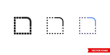 Üç tipli yuvarlak köşe simgesi. İzole vektör işareti sembolü.