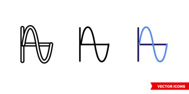 Sinüs simgesi 3 tür. İzole vektör işareti sembolü.