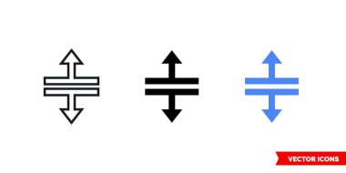 Üç tip dikey simgeyi böl. İzole vektör işareti sembolü.