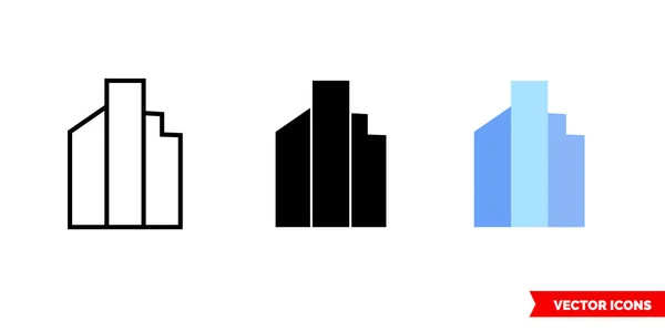Grattacieli icona di 3 tipi. Simbolo del segno vettoriale isolato. — Vettoriale Stock