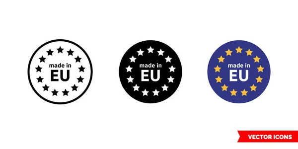 Сделано в ЕС значок 3 типа цвета, черно-белый, контур. Изолированный символ вектора. — стоковый вектор