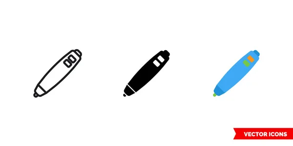 Icona marcatore di 3 tipi di colore, bianco e nero, contorno. Simbolo del segno vettoriale isolato. — Vettoriale Stock
