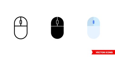 Fare simgesi, 3 tip renk, siyah ve beyaz, ana hatları. İzole vektör işareti sembolü.