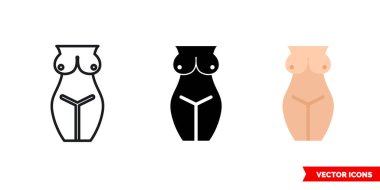 Siyah ve beyaz üç tip çıplak ikon, ana hatları. İzole vektör işareti sembolü.