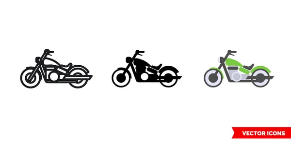 Motorfiets pictogram van 3 soorten kleur, zwart-wit, omtrek. Geïsoleerde vectorteken symbool. — Stockvector