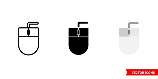 Icona del mouse di 3 tipi di colore, bianco e nero, contorno. Simbolo del segno vettoriale isolato. — Vettoriale Stock