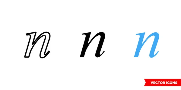 Ícone de símbolo N de 3 tipos de cor, preto e branco, contorno. Símbolo de sinal vetorial isolado . — Vetor de Stock