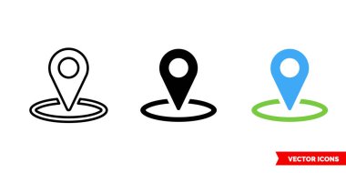 Siyah ve beyaz üç tip simge, özet. İzole vektör işareti sembolü.