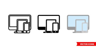 Platform simgesi, 3 tip renk, siyah ve beyaz, dış hatlar. İzole vektör işareti sembolü.