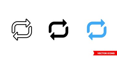 Siyah ve beyaz üç tipli ikon ana hatlarını tekrarla. İzole vektör işareti sembolü.