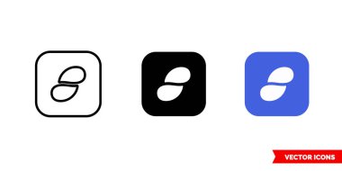 3 tip siyah beyaz madeni para simgesi ana hatları. İzole vektör işareti sembolü.