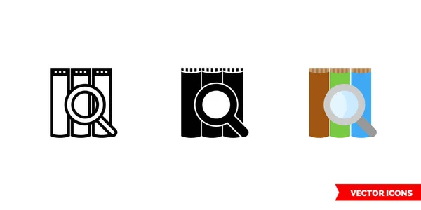 Icona di ricerca di 3 tipi di colore, bianco e nero, contorno. Simbolo del segno vettoriale isolato. — Vettoriale Stock