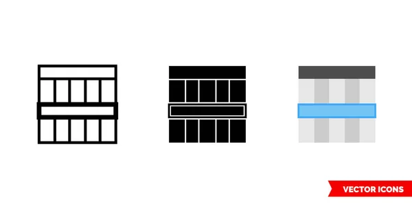 Icône de ligne de 3 types de couleur, noir et blanc, contour. Symbole de signe vectoriel isolé. — Image vectorielle