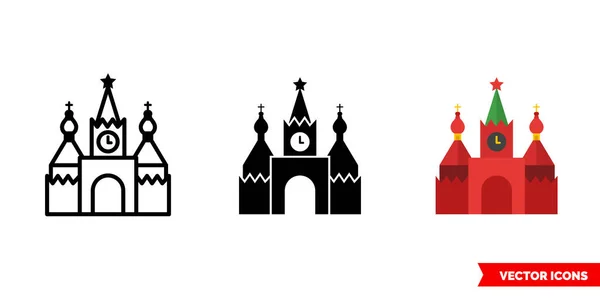 Russia falce icona di 3 tipi di colore, bianco e nero, contorno. Simbolo del segno vettoriale isolato. — Vettoriale Stock