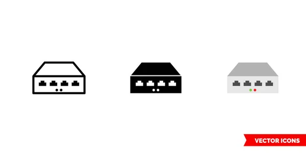 Schalter-Symbol von 3 Typen Farbe, schwarz und weiß, Umriss. Isoliertes Vektorzeichensymbol. — Stockvektor