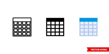 3 tip masa simgesi, siyah ve beyaz, özet. İzole vektör işareti sembolü.