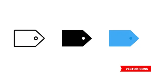 Tag icône de 3 types de couleur, noir et blanc, contour. Symbole de signe vectoriel isolé. — Image vectorielle