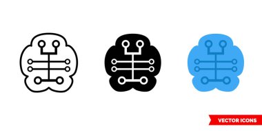 Yapay zeka simgesi, 3 tip renk, siyah ve beyaz, özet. İzole vektör işareti sembolü.