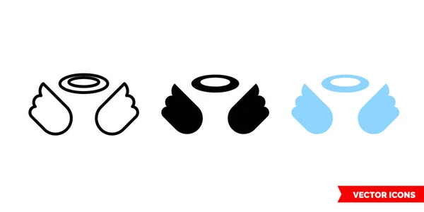 Icona Angelo di 3 tipi di colore, bianco e nero, contorno. Simbolo del segno vettoriale isolato. — Vettoriale Stock