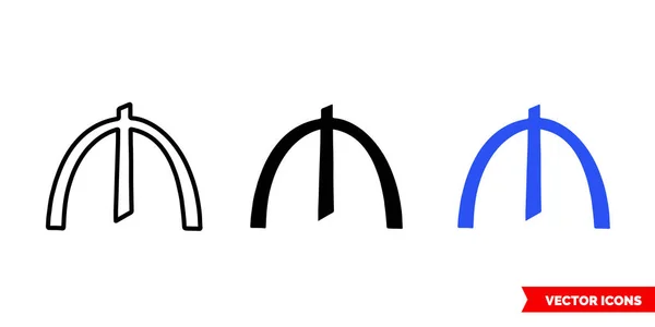 Ikon manat Azerbaijan dari 3 jenis warna, hitam dan putih, garis besar. Simbol tanda vektor terisolasi. - Stok Vektor