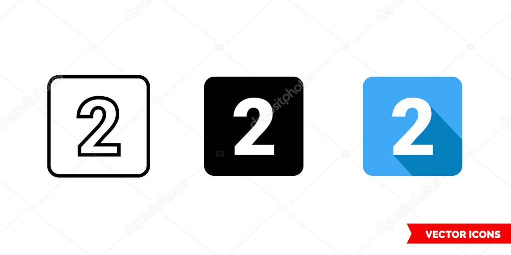 2 icon of 3 types color, black and white, outline. Isolated vector sign symbol.