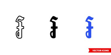 Kamboçya riel ikonu, 3 çeşit renk, siyah ve beyaz, ana hatları. İzole vektör işareti sembolü.