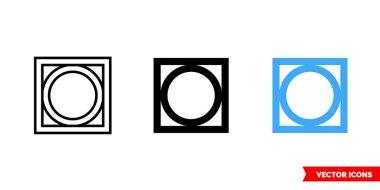 Çemberin içinde üç tip simge şeklinde siyah ve beyaz olarak çember çiz. İzole vektör işareti sembolü.