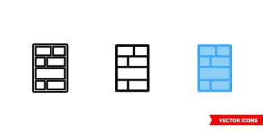 Çizgi roman ikonu, 3 tür renk, siyah ve beyaz, özet. İzole vektör işareti sembolü.