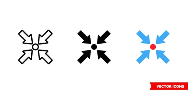 Punkt-Symbol von 3 Arten Farbe, schwarz und weiß, Umriss. Isoliertes Vektorzeichensymbol. — Stockvektor