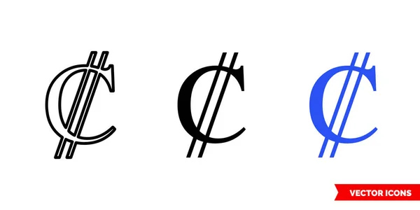 Icono de colon de Costa Rica de 3 tipos de color, blanco y negro, contorno. Signo vectorial aislado símbolo. — Archivo Imágenes Vectoriales