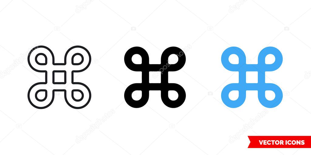 CMD icon of 3 types color, black and white, outline. Isolated vector sign symbol.