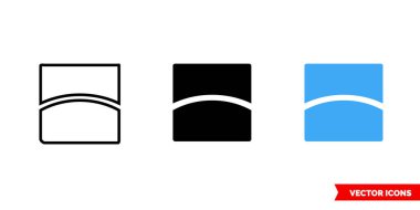 Kenar simgesi, 3 tip renk, siyah ve beyaz, dış hat. İzole vektör işareti sembolü.