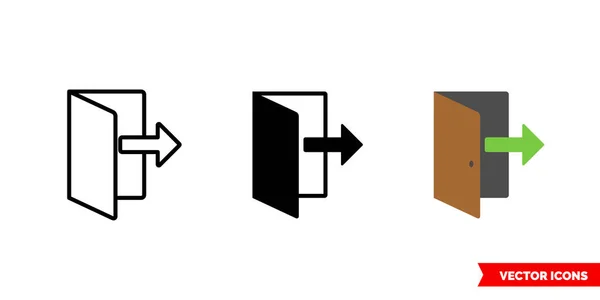 Uitgang pictogram van 3 soorten kleur, zwart-wit, omtrek. Geïsoleerde vectorteken symbool. — Stockvector