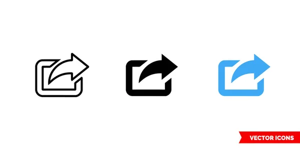 Exporter icône symbole de 3 types de couleur, noir et blanc, contour. Symbole de signe vectoriel isolé. — Image vectorielle