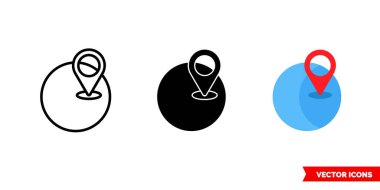 3 tip coğrafi simge. İzole vektör işareti sembolü.